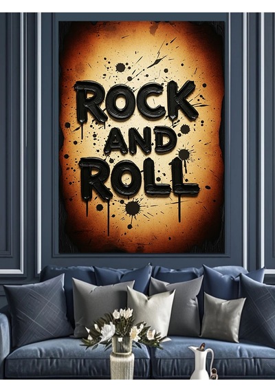 Ahşap Tablo Rock And Roll Graffiti Yazısı