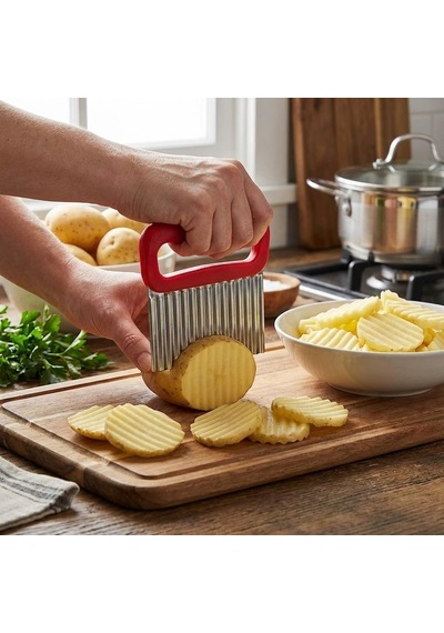 Orret Home Tırtıklı Patates Doğrayıcı Plastik Saplı Sebze Doğrayıcı, Waffle Kesici, Dalga Şekilli Patates Diğer