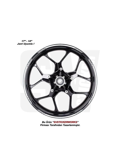 Motosiklet Jant Şeridi 16'lı Set Takım Kesikli Şerit Sticker Beyaz
