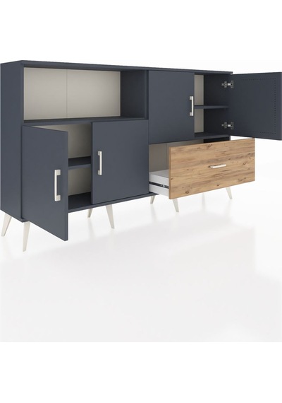 Arges Konsol 4 Raflı Tek Çekmeceli 4 Kapaklı 176x30x99 Antrasit-a Antrasit-antrasit/çam Arges Konsol 4 Raflı Tek Çekmeceli 4 Kapaklı 176x30x99 Antrasit-a Antrasit-antrasit/çam