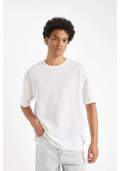 DeFacto Comfort Regular Fit Rahat Kesim Bisiklet Yaka Kısa Kollu Ağır Kumaş Basic Düz Tişört B4444AX24AUWT34