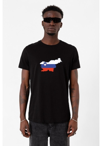 Euro 24 Slovenia Siyah Erkek Tshirt Çok Renkli