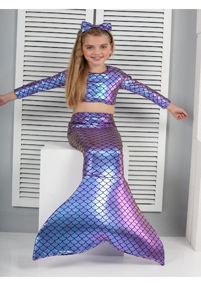 My Kids Wear Uzun Kollu Deniz Kızı Ve Kostüm Mor