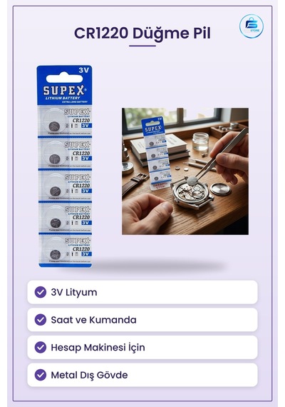 Düğme Pil Cr1220 Lityum 3v Saat Kumanda Hesap Makinesi Uyumlu Met