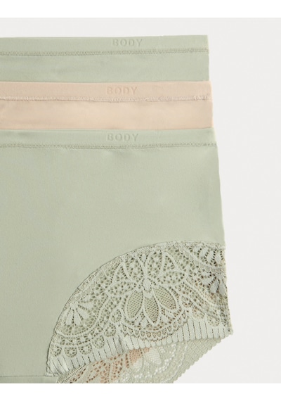 Marks & Spencer 3'lü Body Soft Full Brief Külot Seti T61005015F Yeşil