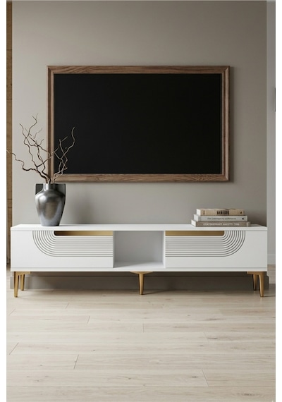 Tsa1508bg Meyra Tv Sehpası Beyaz-gold 150cm Beyaz - Altın