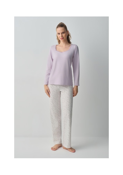 Suwen Amara Pamuklu Pijama Takımı Wsh10510050338 Ekru