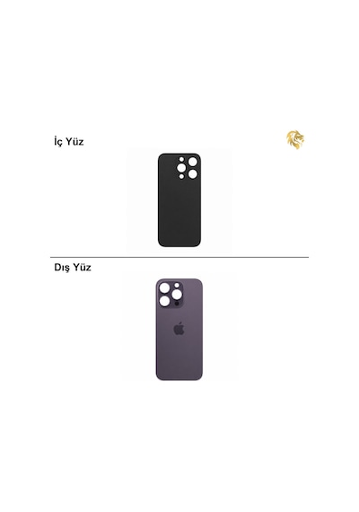 Apple Uyumlu iPhone 14 Pro Mor Renk Arka Kapak Arka Cam Batarya Kapağı Lazer Kesim Kapak Pil Kapağı