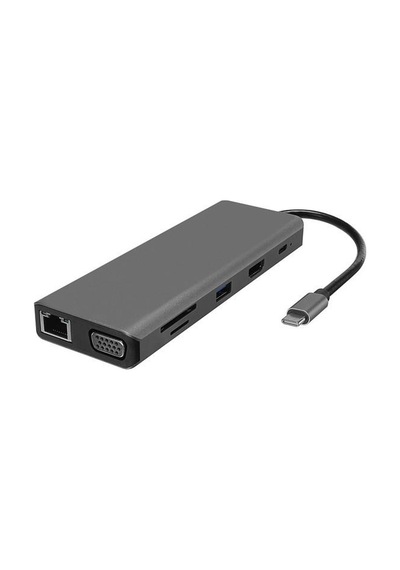 Hytech Hy-usbc32 4k 2k Ultra Hd Gri Metal 5x Usb2.0/usb3.0 100m Rj45 Pd, Typec Data, Sd/tf Kart Okuyucu Type C Adaptör