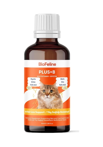 Biofeline Kediler İçin Plus B Damla 50ml Ve Tüy Dökülmesini Engelleyici Biotinli Tüy Sağlığı Damlası