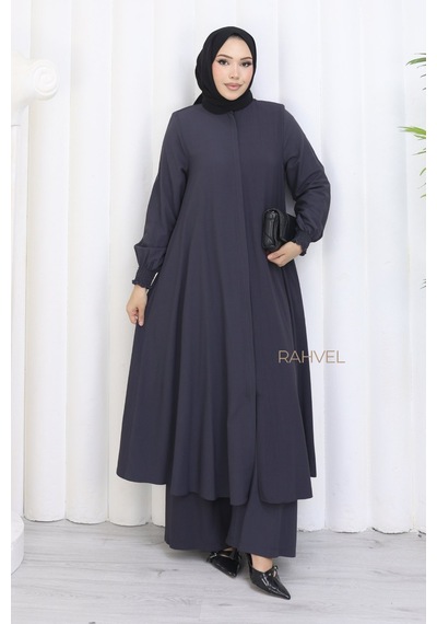 Rahvel Umre Takımı Viskon Kumaş Tunik Pantolon Bir Arada Terletmez İç Göstermez Füme Rahvel Umre Takımı Viskon Kumaş Tunik Pantolon Bir Arada Terletmez İç Göstermez Füme