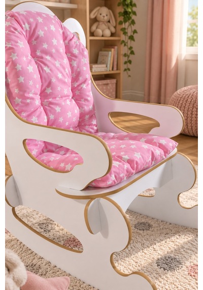 Sulorahome Yıldızlı Minderli Sallanan Çocuk Sandalyesi - Pembe Pembe - Beyaz
