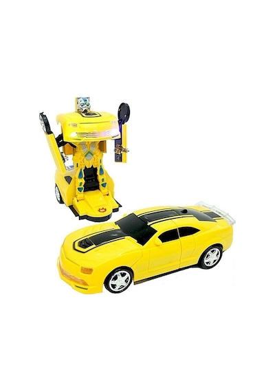 2 In 1 Bumblebee Robota Dönüşen Pilli Işıklı Sesli Camaro Araba Sarı