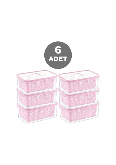 Lexroo 6'lı Süzgeçli Fresh Saklama Kabı Seti 1.6 Lt Plastik Saklama Set 6 Adet Çok Renkli