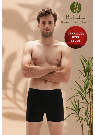 Weweus Siyah Erkek Süper İnce Doğal Bambu Lüks Boxer 1012 Siyah