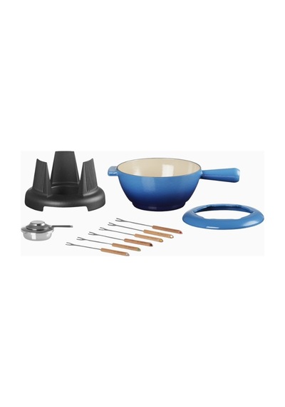 Le Creuset 6 Kişilik Lüks Döküm Fondü Seti Mutfak Ekipmanları Mavi 2