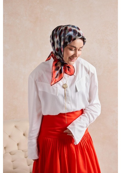 Silk Home Twill İpek Eşarp Noiré Narçiçeği 90x90 Çok Renkli