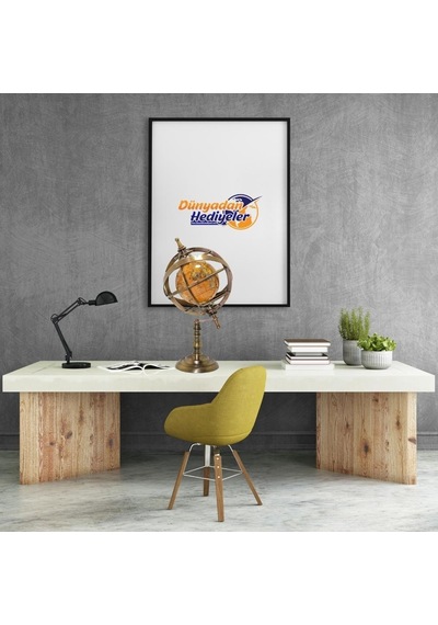 Ayaklı Dünya Küre Ev Ofis Masa Dekoru Döner Dünya Küre Modern Harita 15x32cm Kahverengi