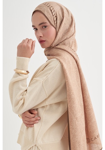 Carell Elenora Monogram Floş Şal Sütlü Kahve Çok Renkli