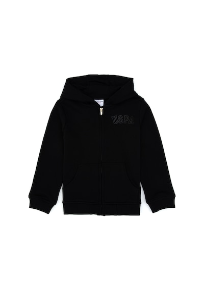 U.S. Polo Assn. Kız Çocuk Siyah Kapüşonlu Fermuarlı Basic Sweatshirt 50316837-VR046