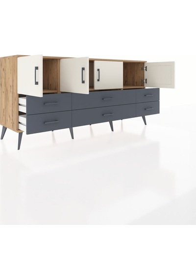 Hyperion Konsol 3 Raflı 6 Çekmeceli 4 Kapaklı 176x44x83 Çam-aytaşı/antrasit Aytaşı/antrasit Hyperion Konsol 3 Raflı 6 Çekmeceli 4 Kapaklı 176x44x83 Çam-aytaşı/antrasit Aytaşı/antrasit