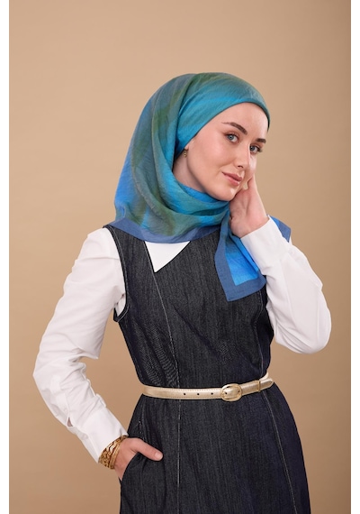 Silk Home Olinda İpek Eşarp 47005-02 İndigo,yeşil, Petrol Yeşili, Mavi