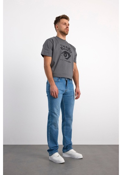 76077-73604 Erkek Regular Fit Mıd Waıst Mid Leg Denim Pantolon 76077-73604 Buz Mavisi