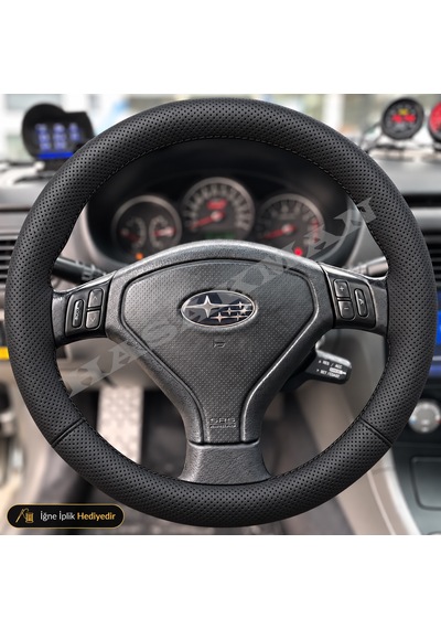 Subaru Impreza Dikme Direksiyon Kılıfı Premium Komple Delikli Deri Siyah Dikiş Gd-gg Hawkeye Tuşlu 2005-2007