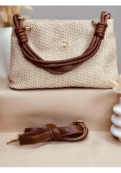 Elora Atelier Lina Hasır Krem Çanta Çok Renkli