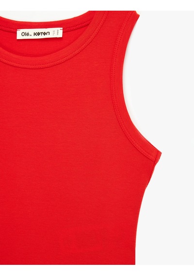 Koton Çıtçıt Düğme Detaylı Kolsuz Bisiklet Yaka Bodysuit Kırmızı 6sal30148ık