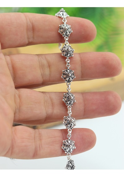 Nergis Çiçeği Hasır Model İşlemeli Gümüş Kadın Bileklik 201025250 Gümüş