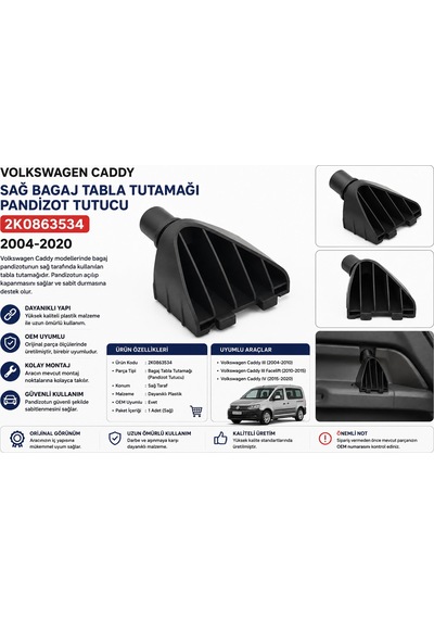2k0863534 Bagaj Tabla Tutamak Pandizot Sag Caddy 2004-2020 Siyah