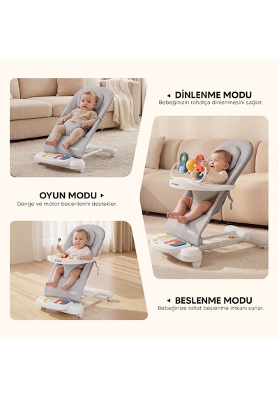 Melo 3in1 Piyanolu Oyuncaklı Tekerlekli Sallanabilir Ana Kucağı