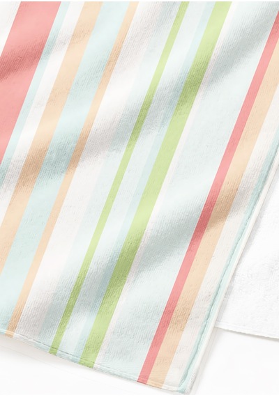 Çizgili Pastel Renkli Mikrofiber Plaj Havlusu - Akdeniz Stil Havuz Deniz Banyo Sahil Örtüsü Berrak Porselen