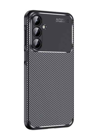 Galaxy A16 Kılıf Karbon Görünümlü Silikon Kamera Korumalı Üstün Koruma Kurtiletisim Siyah