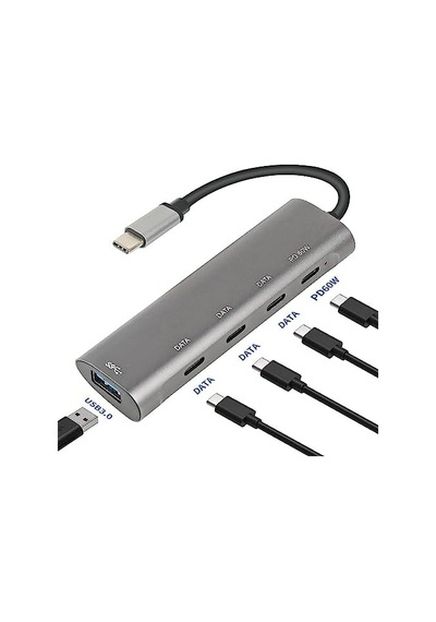 Macbook Şarj Uyumlu Type-c Destekli 60w Pd Tüm Bilgisayarlar İçin Şarj Uyumlu 5 İn 1 Hub Dönüştürücü Çevirici Çoklayıcı Usb Typec Girişli C268