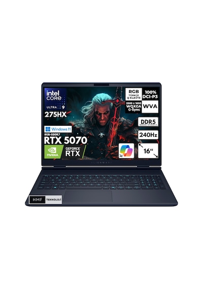 Dell Alienware 16X Aurora U9-275HX 40 GB DDR5 4 TB SSD RTX5070 8 GB GDDR7 16" 2K WQXGA W11H Dizüstü Bilgisayarı