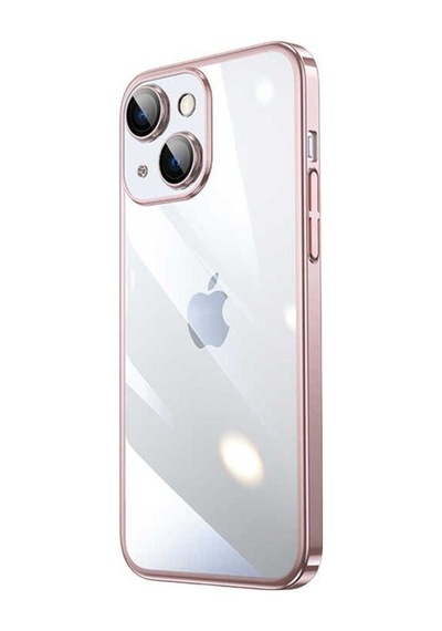 Apple Uyumlu iPhone 14 Plus Kılıf Sert Pc Renkli Çerçeveli Zore Riksos Kapak Rose Gold