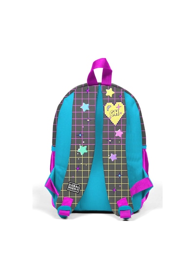 Minik Yuva Sırt Çantası Gri Mavi Pembe Anime Desenli İki Bölmeli 23537