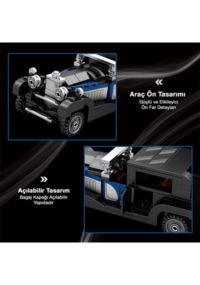 Reobrix Creator 814 Bugatti Type 41 Royale Klasik Araba Yaratıcı Yapı Blok Seti Building Blocks - 249 Parça
