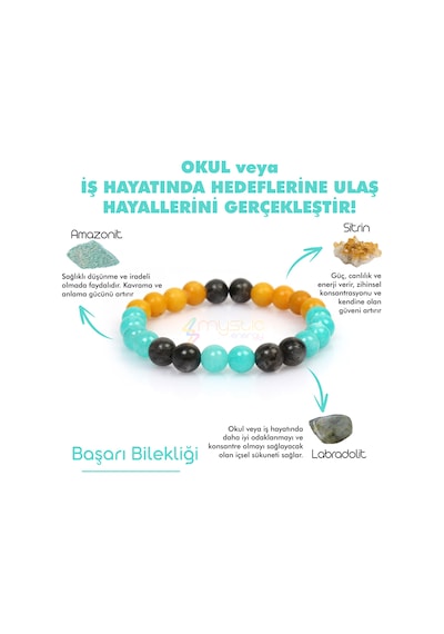 Mystic Energy Doğal Taş Başari Tılsım Bilekliği Çok Renkli