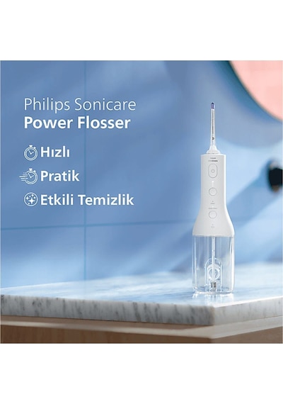 Sonicare Power Flosser 3000 Ağız Duşu Kablosuz, Yedek Başlık - Beyaz Hx3826/31