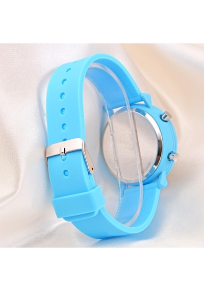 Mavi Silikon Kordonlu Led Watch Genç Kız Kadın Yetişkin Çocuk Saati St-304137