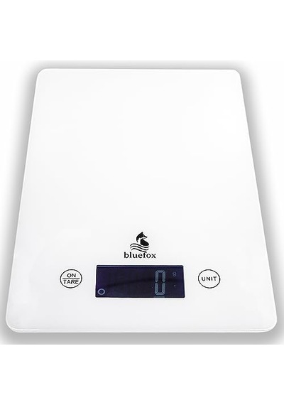 Bluefox Topaz Premium Dijital Mutfak Tartısı 10kg Temperli Beyaz Cam, Geniş Lcd Ekran, Yüksek Hassasiyet Sensör Şık Ve Dayanıklı Tasarım Geniş Yüzey 23x16cm