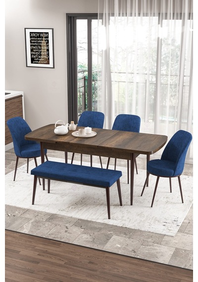 Canisa Concept Zen Serisi 80x132 Mdf Açılabilir Barok Ahşap Desen Masa Takımı 4 Lacivert Sandalye Ve 1 Bench Barok Masa Sandalye Ve Bench Lacivert Canisa Concept Zen Serisi 80x132 Mdf Açılabilir Barok Ahşap Desen Masa Takımı 4 Lacivert Sandalye Ve 1 Bench Barok Masa Sandalye Ve Bench Lacivert