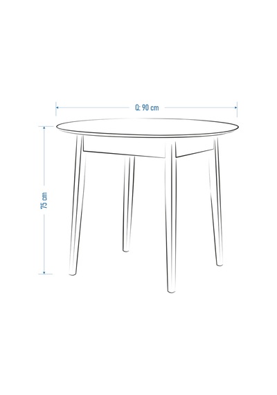 Vilinze Avanos Ahşap Siyah Ayak Yuvarlak Sabit Mdf Traverten Mutfak Masası - Q90 Cm