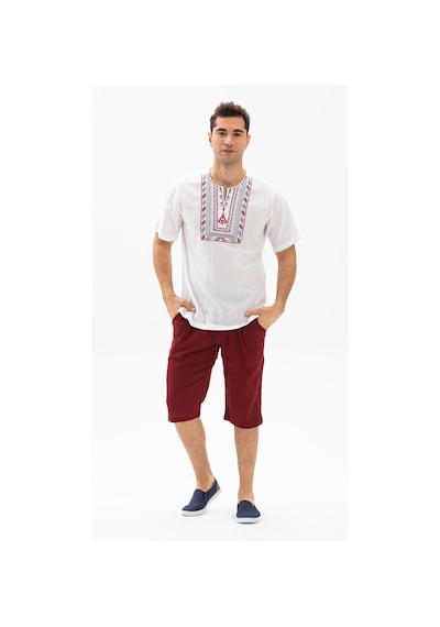 Kısa Kol Şile Bezi Bisiklet Yaka Bahriyeli Erkek Yazlık T-shirt Beyaz Byz Beyaz
