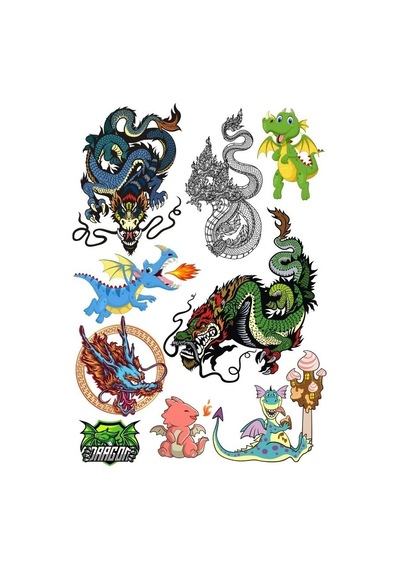 Ejderha Dragon Sticker Set-5 10 Parça Telefon, Tablet, Defter, Laptop Sticker