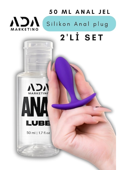 Ada Marketing 50 Ml Anal Kayganlaştırıcı Jel Ve Mor Silikon Plug Seti
