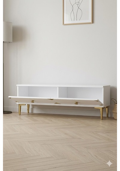 Tsa1297bg Alfa Tv Sehpası Beyaz-gold 120cm
